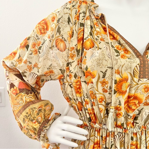 New Spell & The Gypsy Seashell Floral Dress x Free People Size Small - Yellow - Picture 5 of 9